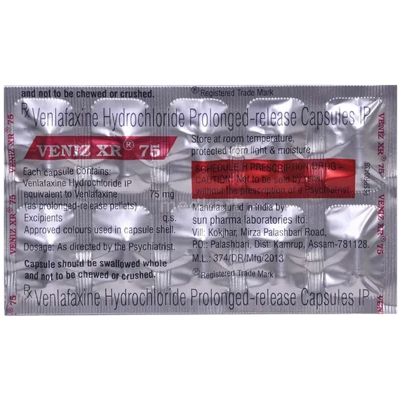 veniz xr 75mg capsule 10's